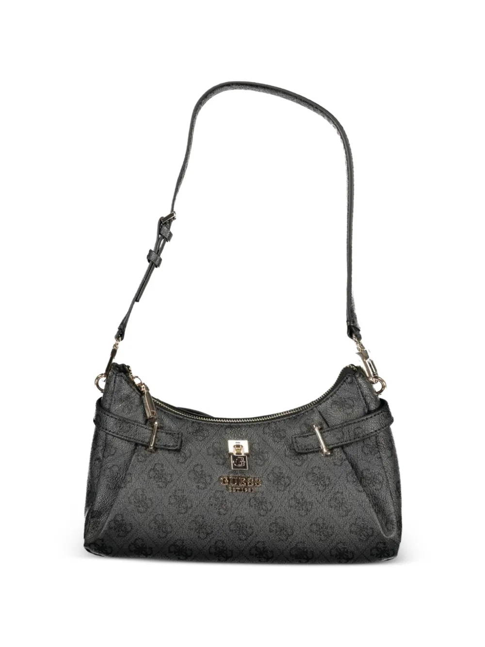 GUESS USA monogram-print pebbled shoulder bag - Nero