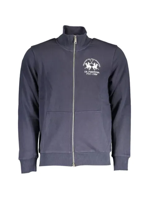 La Martina logo-embroidered zip-up cotton sweatshirt