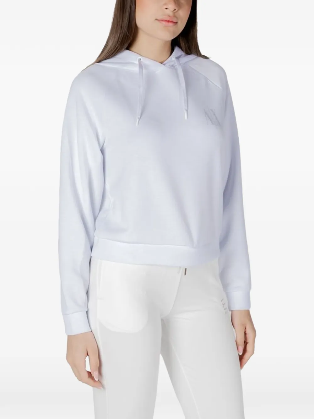 Armani Exchange Hoodie met raglan-mouwen en logoprint Wit