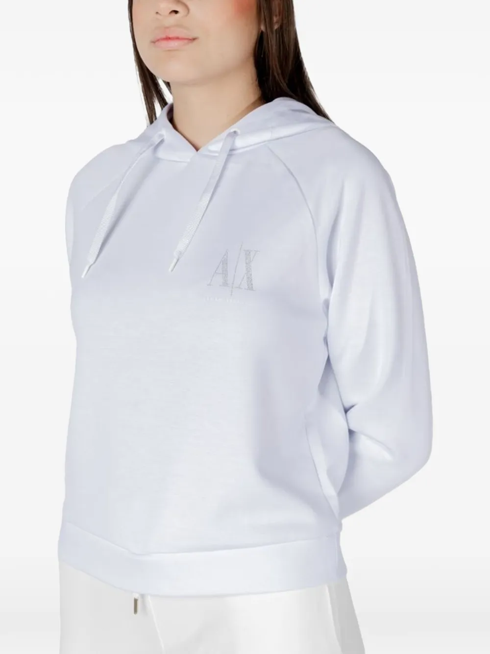 Armani Exchange Hoodie met raglan-mouwen en logoprint Wit