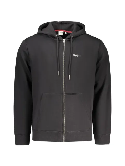 Pepe Jeans logo-embroidered zip-up hoodie