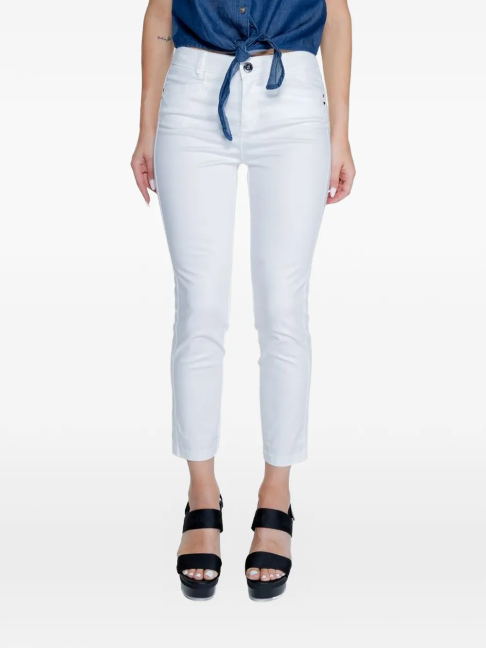 Street One side-stripe trousers - Bianco