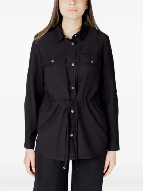 ONLY drawstring-waist button-fastening shirt