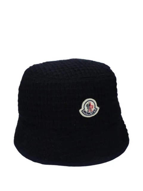 Moncler logo-patch waffle-knit bucket hat