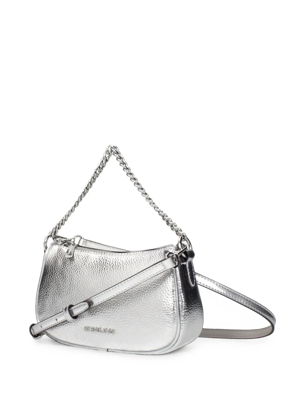 Michael Kors metallic pebbled-leather shoulder bag Zilver