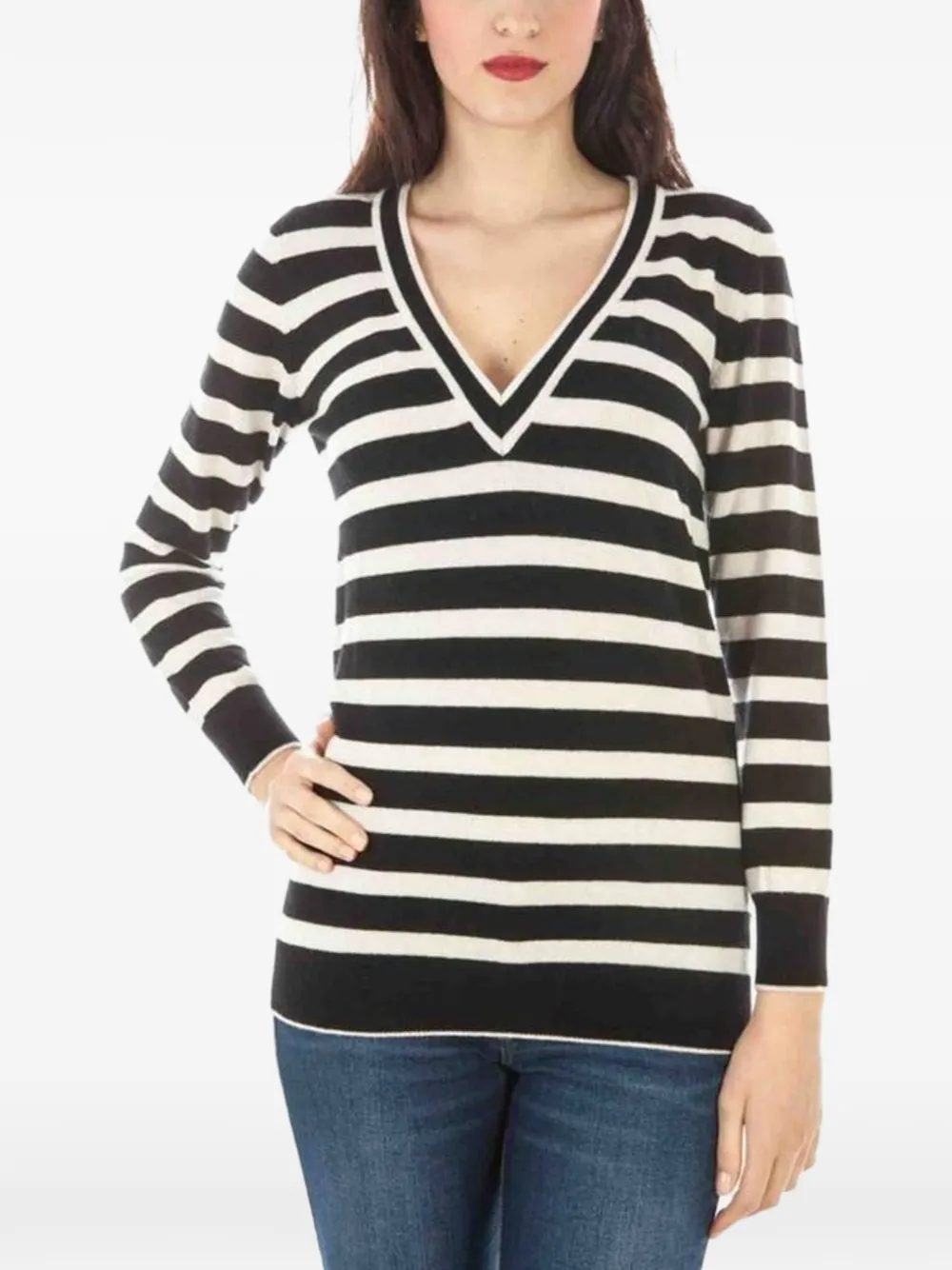 Fred Perry striped V-neck sweater - Schwarz