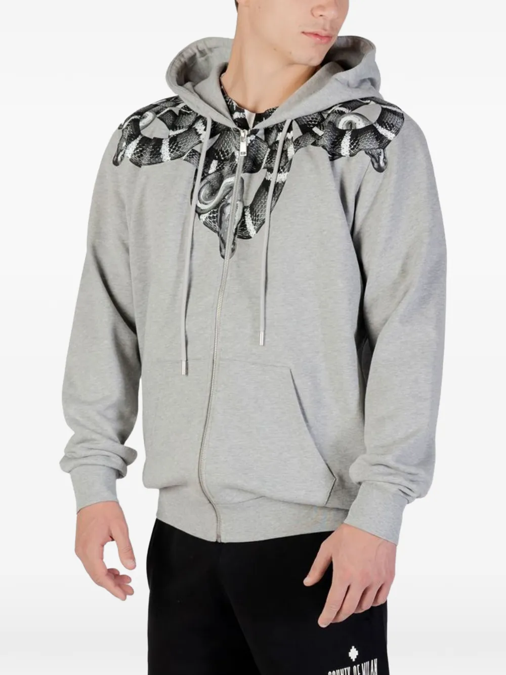 COUNTY OF MILAN Hoodie met slangenprint en rits Grijs
