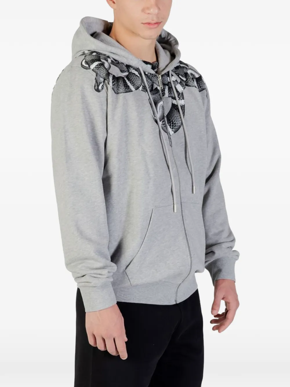 COUNTY OF MILAN Hoodie met slangenprint en rits Grijs