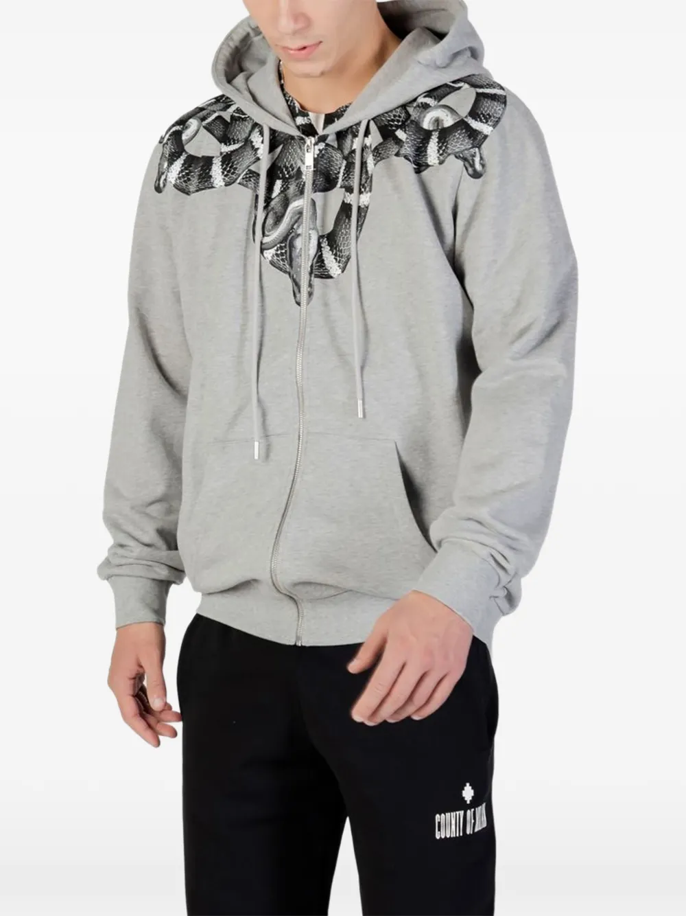 COUNTY OF MILAN Hoodie met slangenprint en rits Grijs