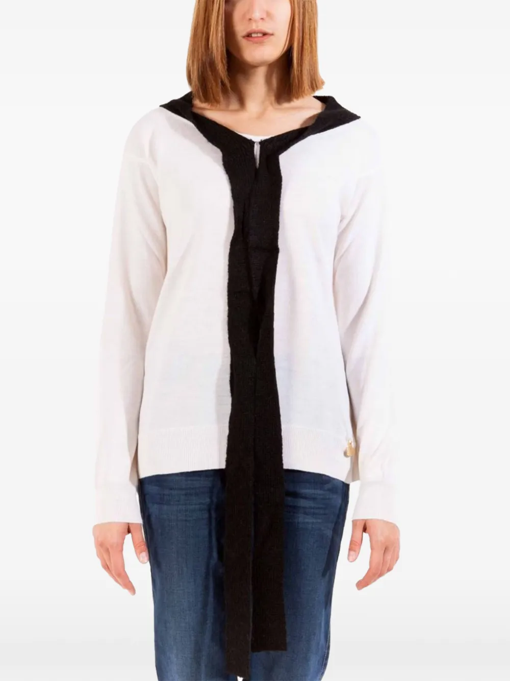 Love Moschino contrast-trim wool sweater - Bianco