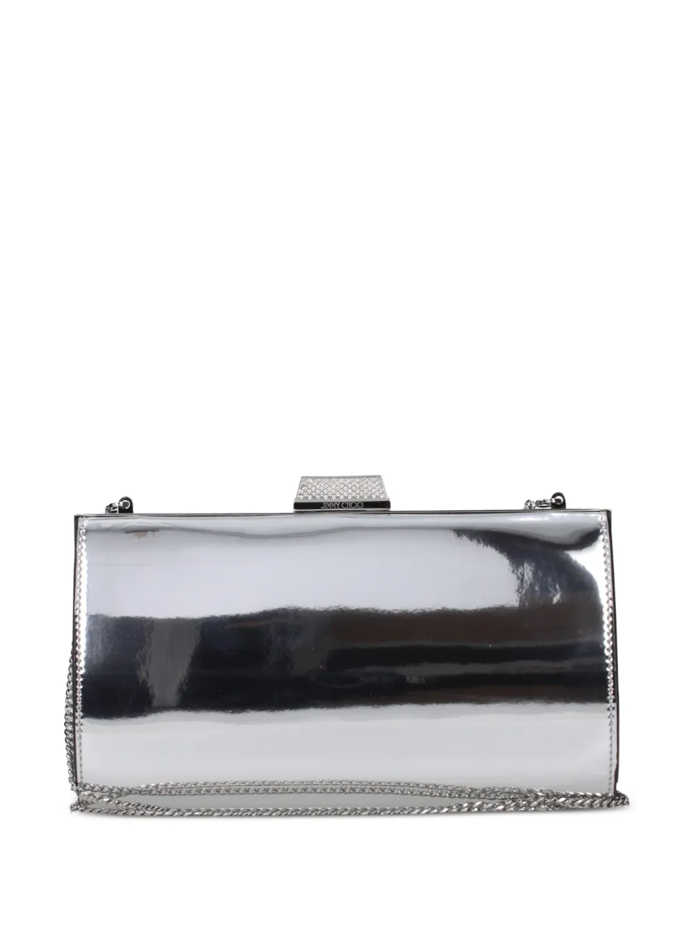 Jimmy Choo Zahra metallic leather clutch bag - Argento