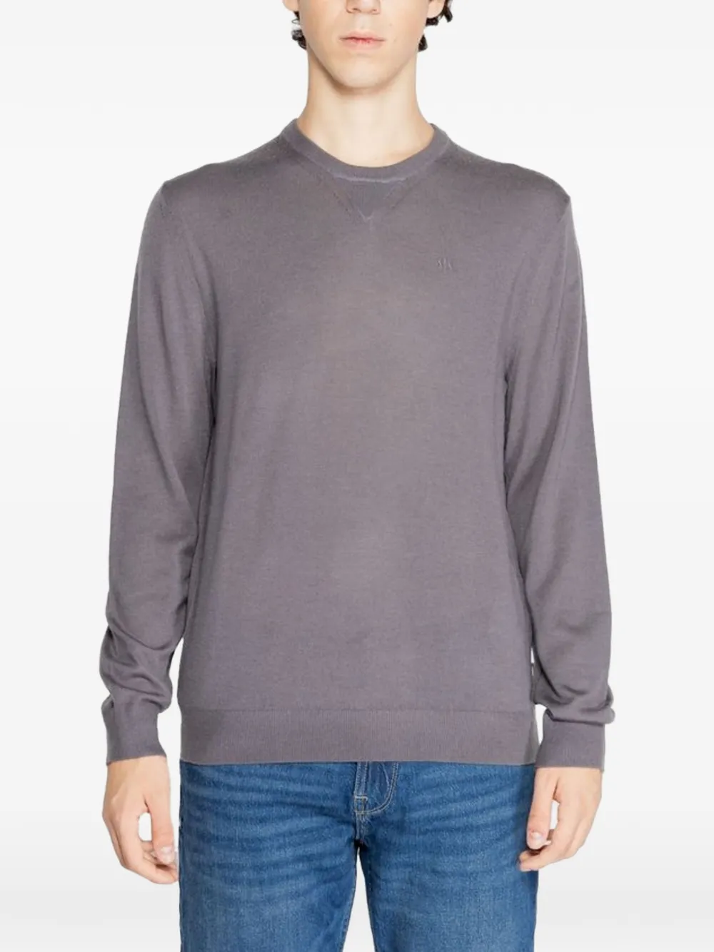 Armani Exchange logo-detail crew-neck sweater - Grau