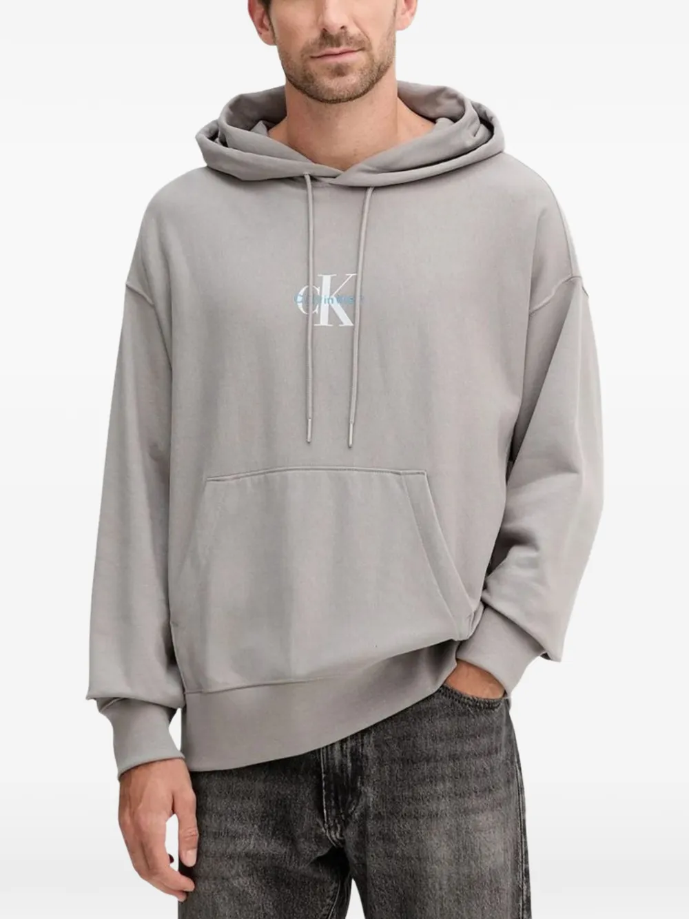 Calvin Klein Jeans logo-print hoodie - Grigio