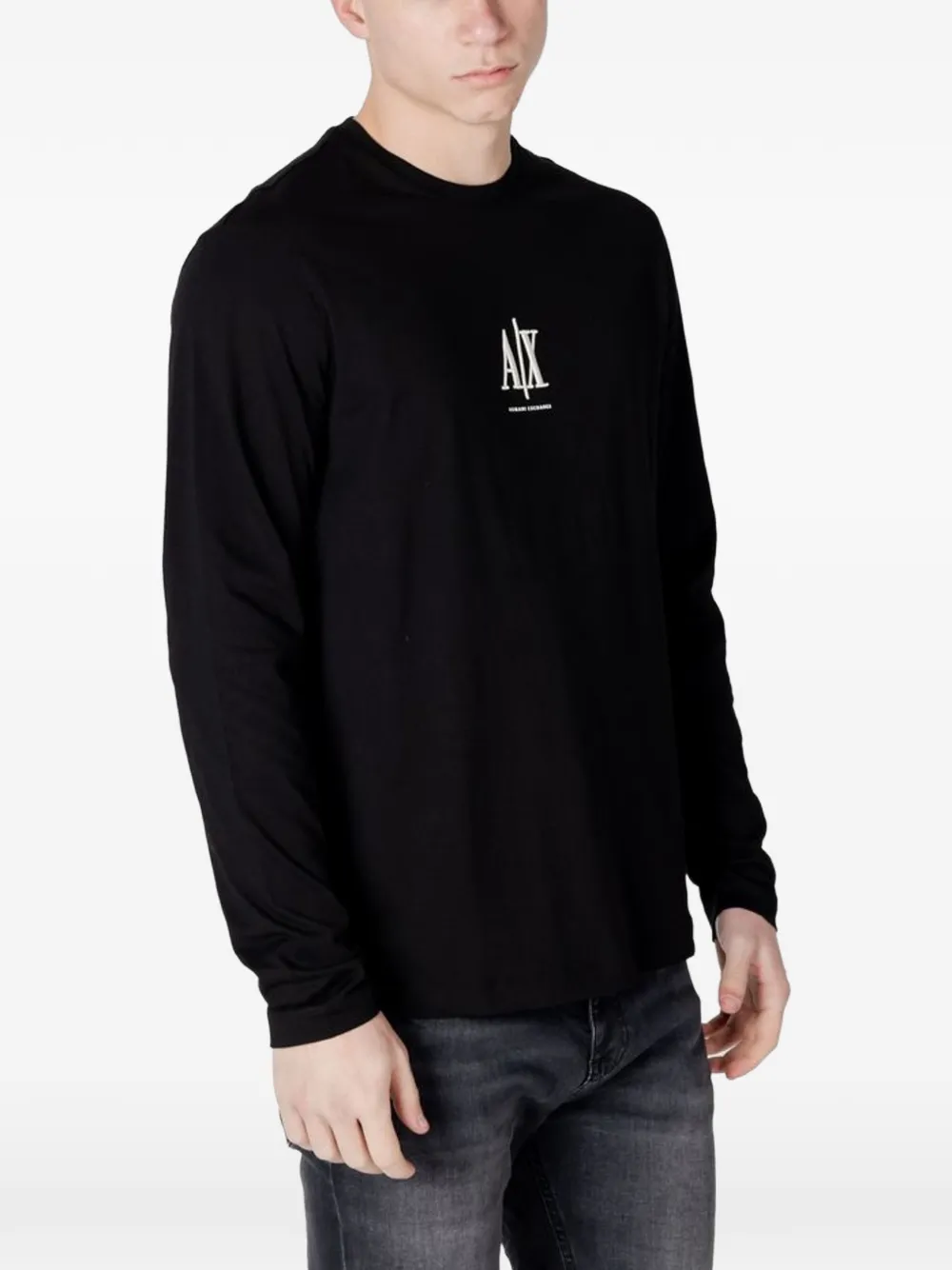 Armani Exchange T-shirt met geborduurd logo Zwart
