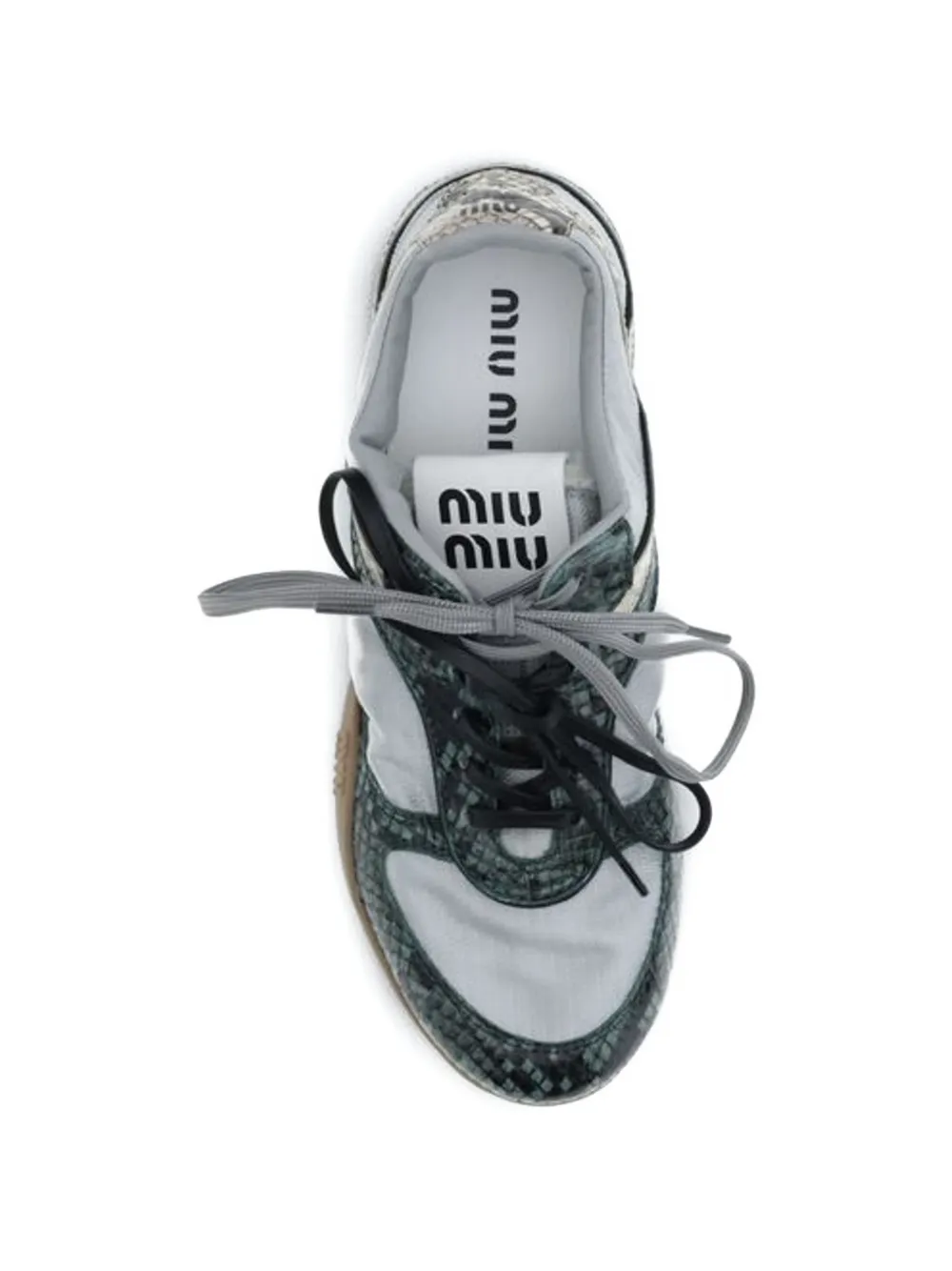 Miu Gymnasium snakeskin-effect sneakers Grijs