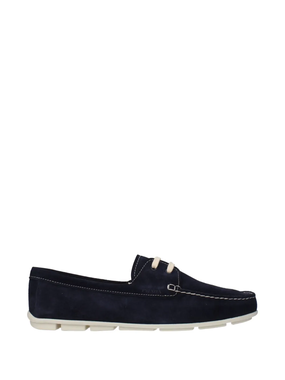 Prada lace-up suede boat shoes - Blu