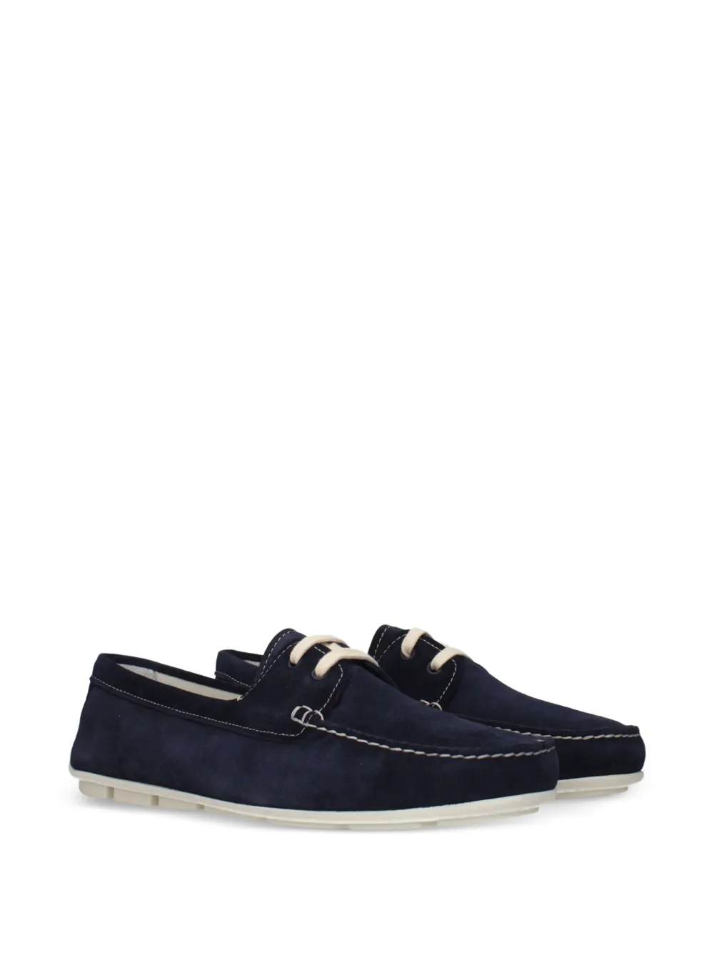 Prada lace-up suede boat shoes Blauw