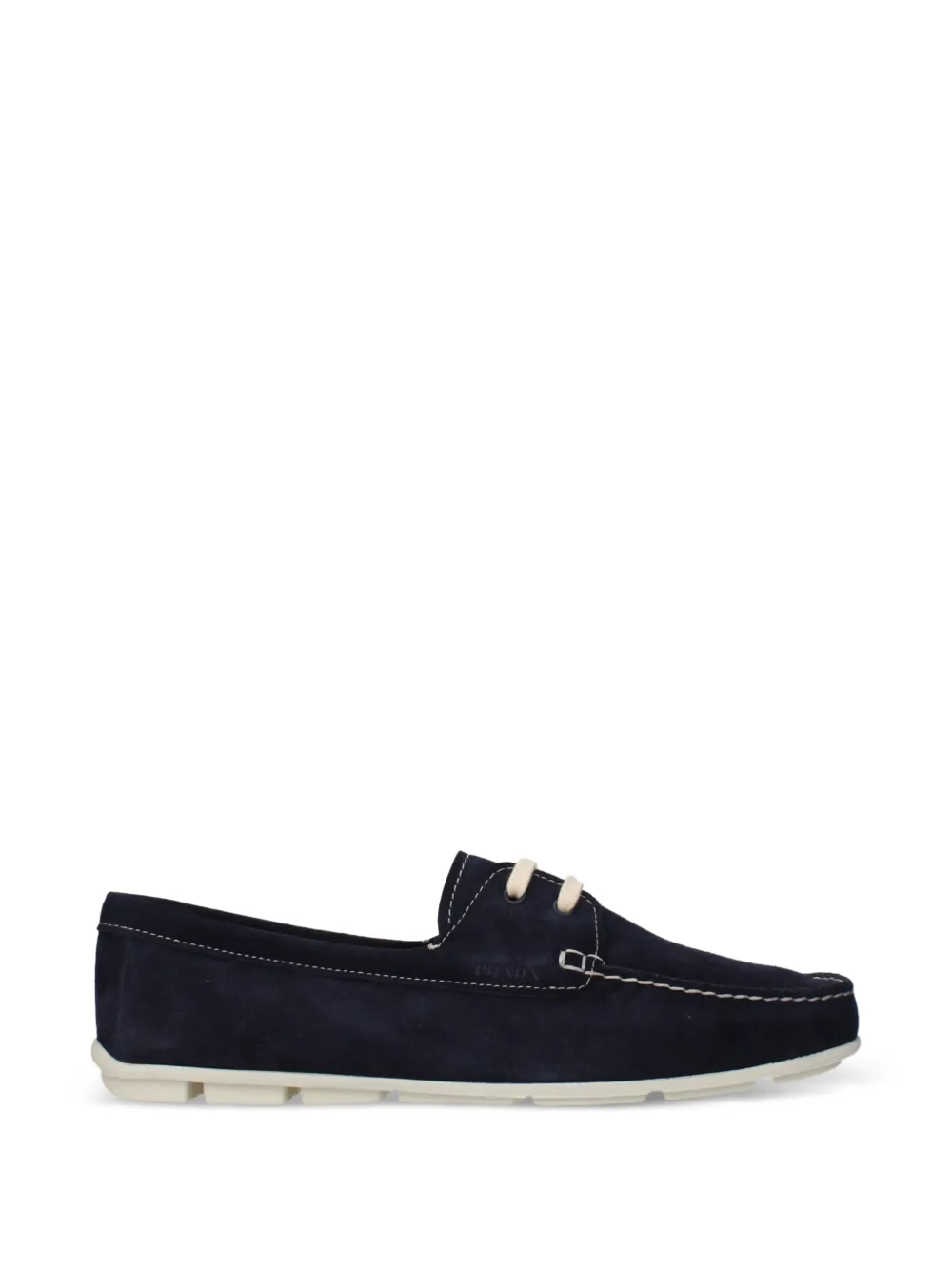 Prada lace-up suede boat shoes - Blu