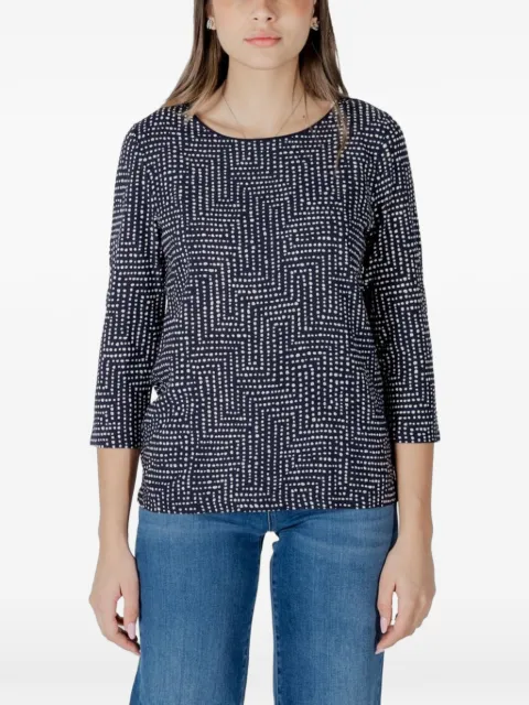 Street One geometric-patterned three-quarter-sleeve blouse