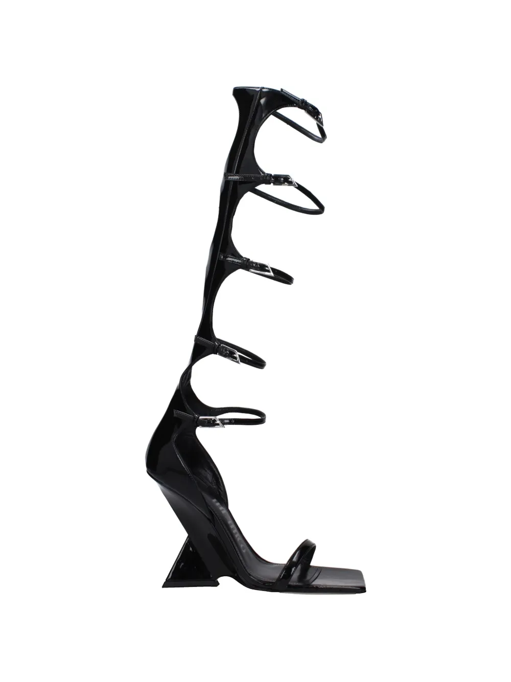 The Attico patent-leather buckle-strap sandals - Nero