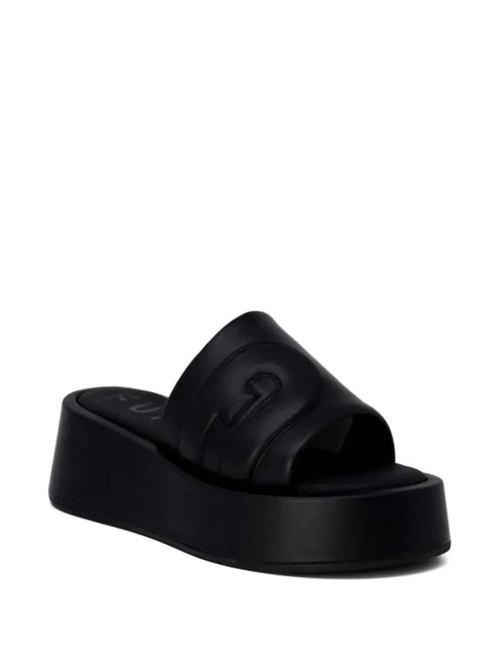 Furla 1927 leather platform sandals Zwart