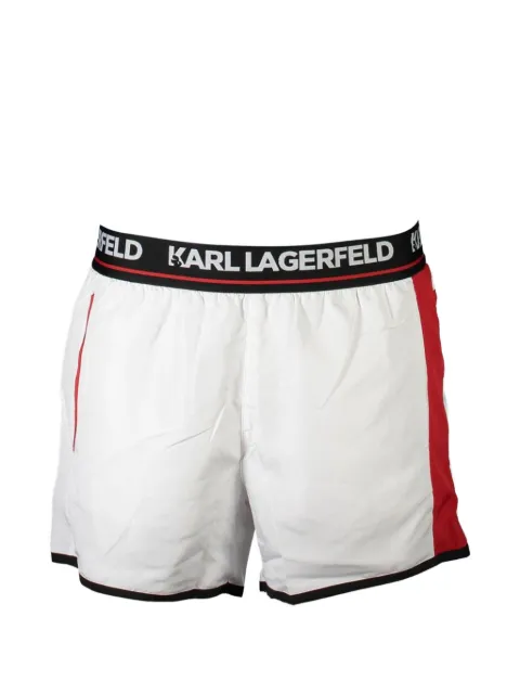 Karl Lagerfeld logo-waistband side-stripe swim shorts