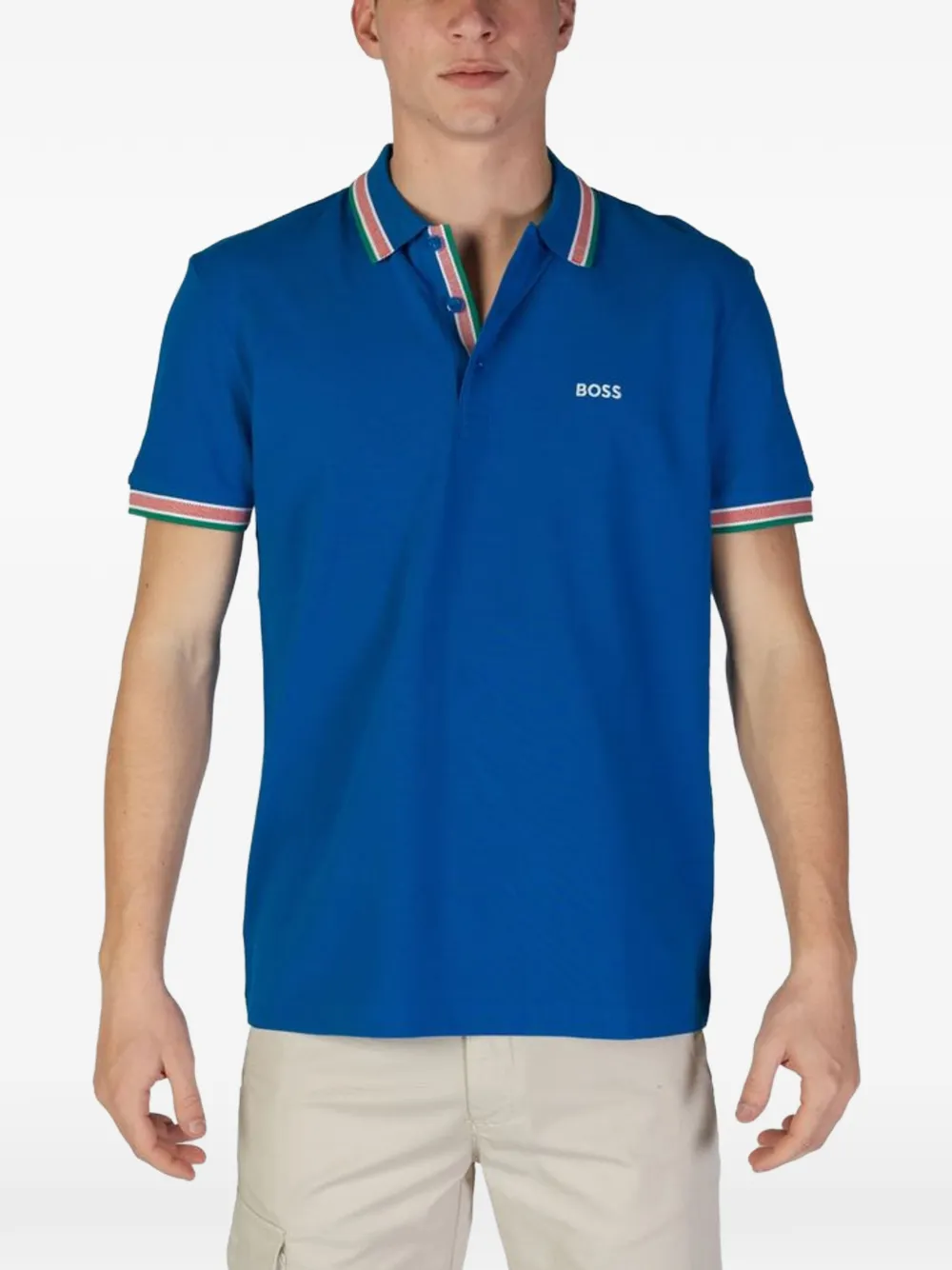 BOSS Paddy tipped-collar polo shirt - Blau