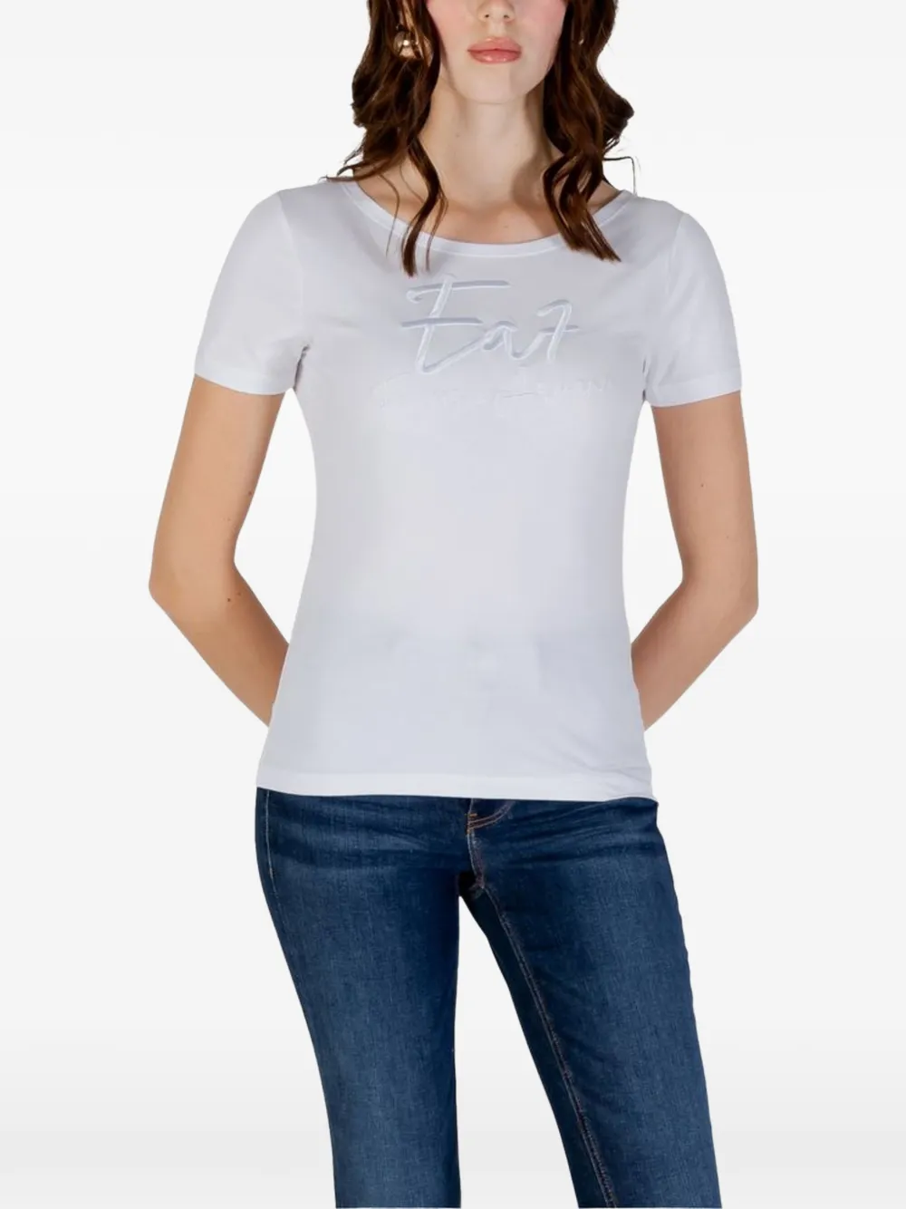 Ea7 Emporio Armani logo-embroidered T-shirt - Bianco