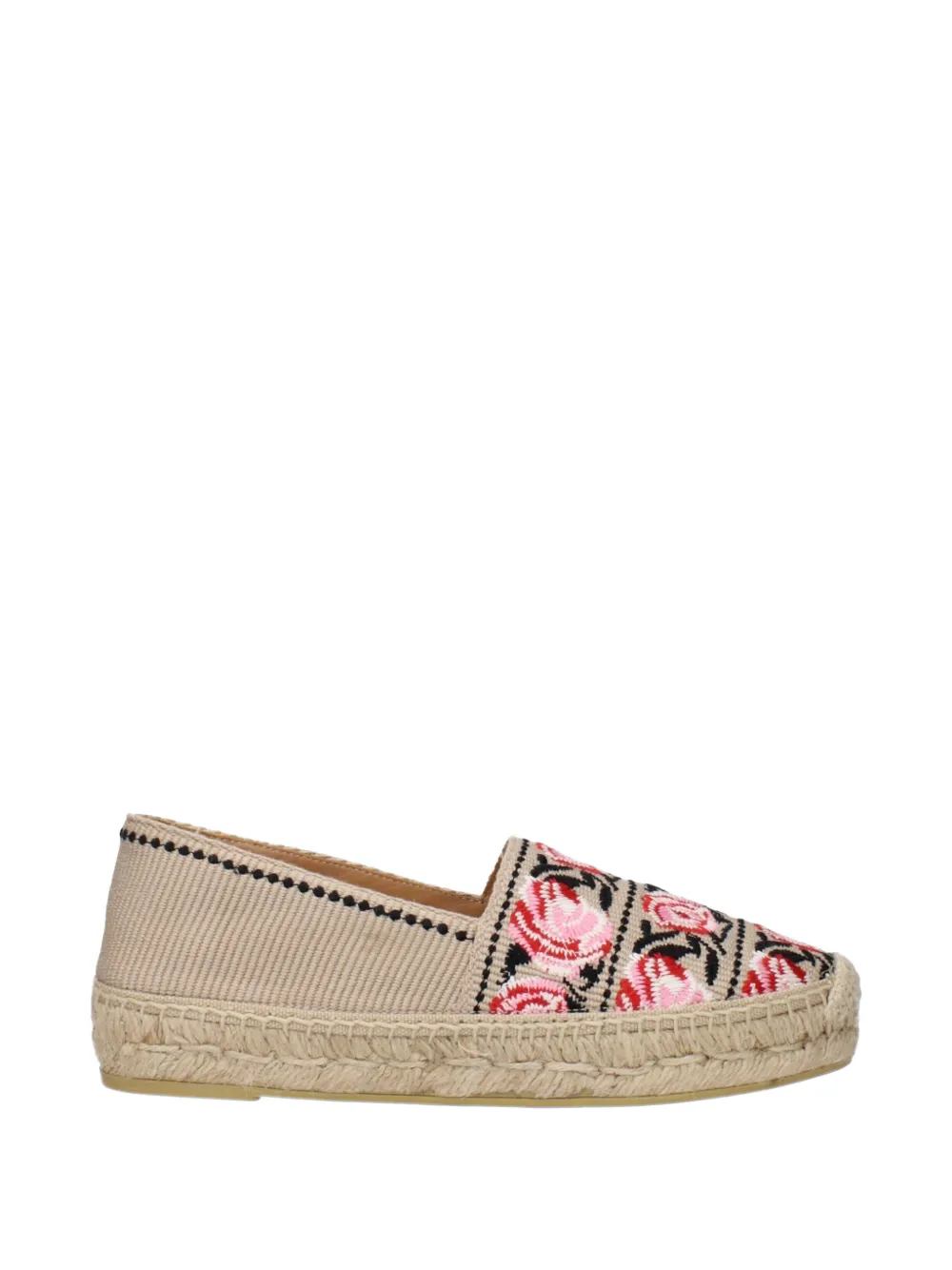 Prada Floral-embroidered Espadrilles In Brown