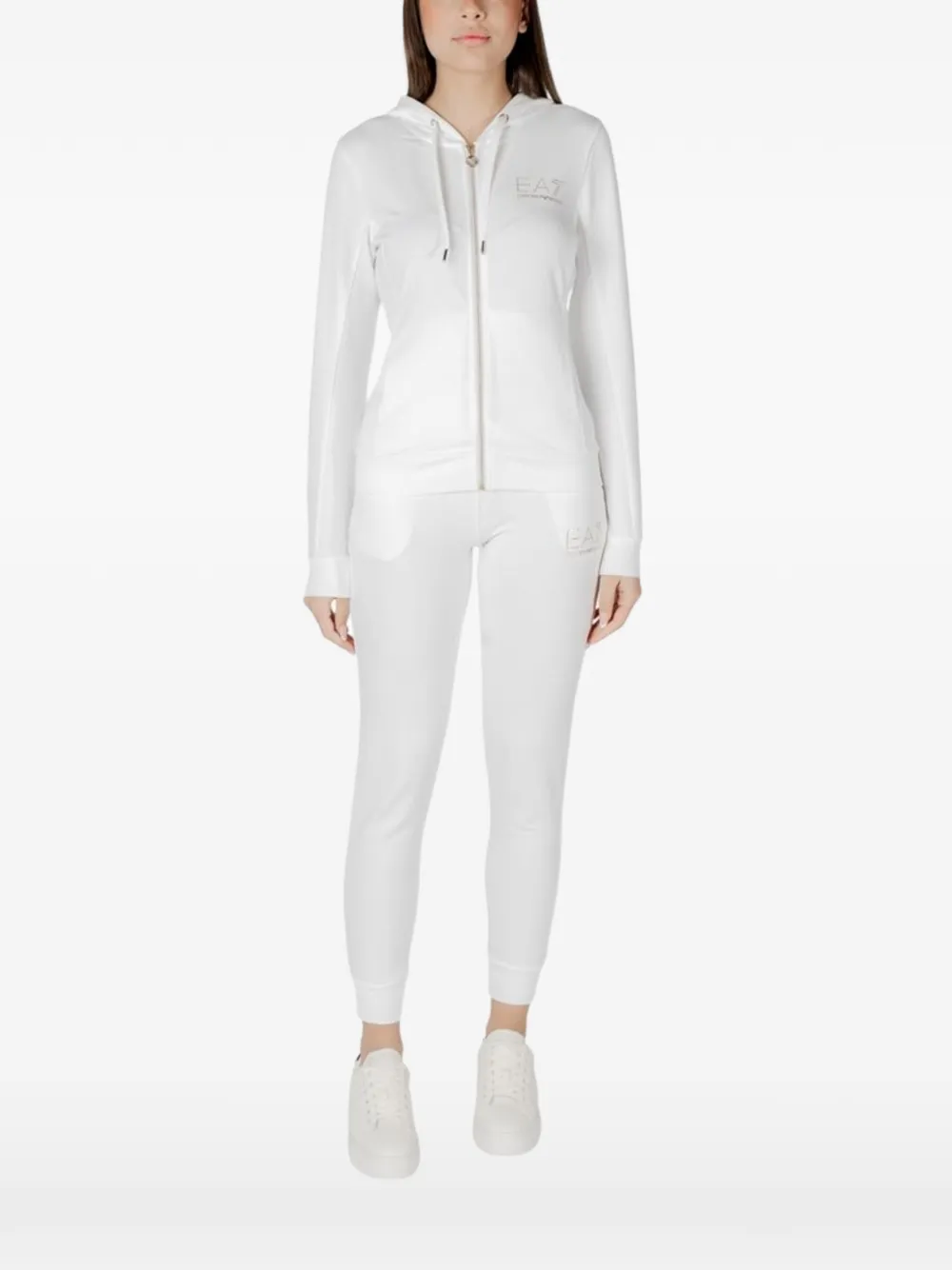Ea7 Emporio Armani rhinestone-logo tracksuit - Bianco