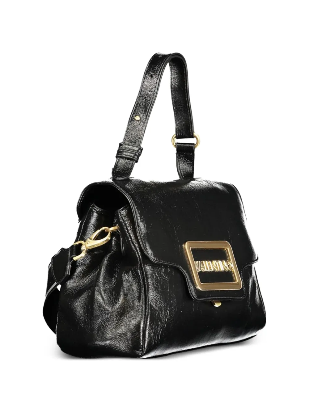 MARIO VALENTINO Shopper met logoplakkaat en gekreukt effect Zwart