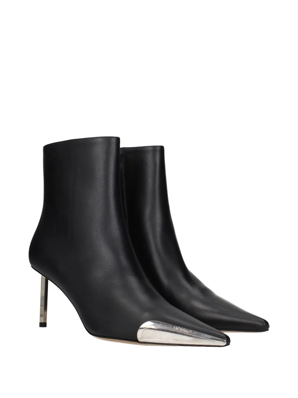 Off-White metal-cap stiletto ankle boots Zwart