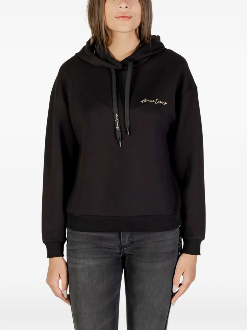 Armani Exchange logo-lettering hoodie - Nero