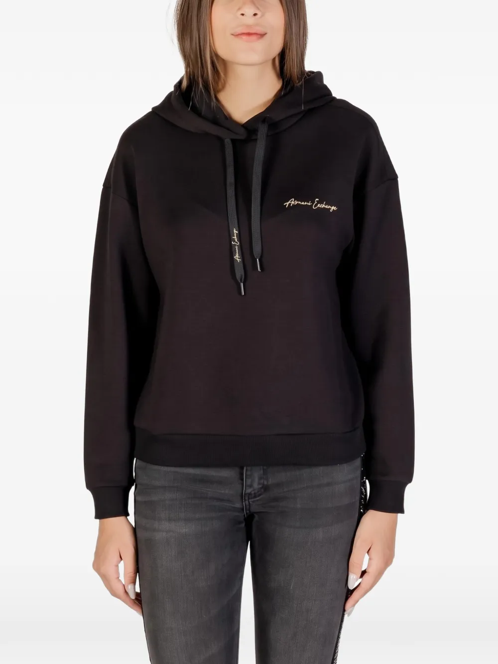 Armani Exchange logo-lettering hoodie - Nero