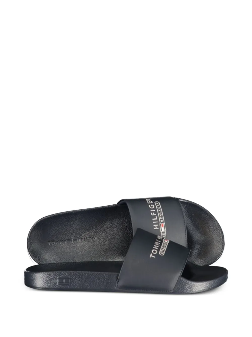 Tommy Hilfiger logo-print slides Blauw