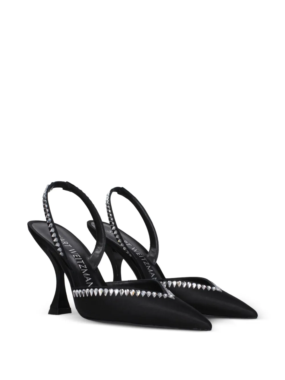 Stuart Weitzman rhinestone-embellished satin sandals Zwart