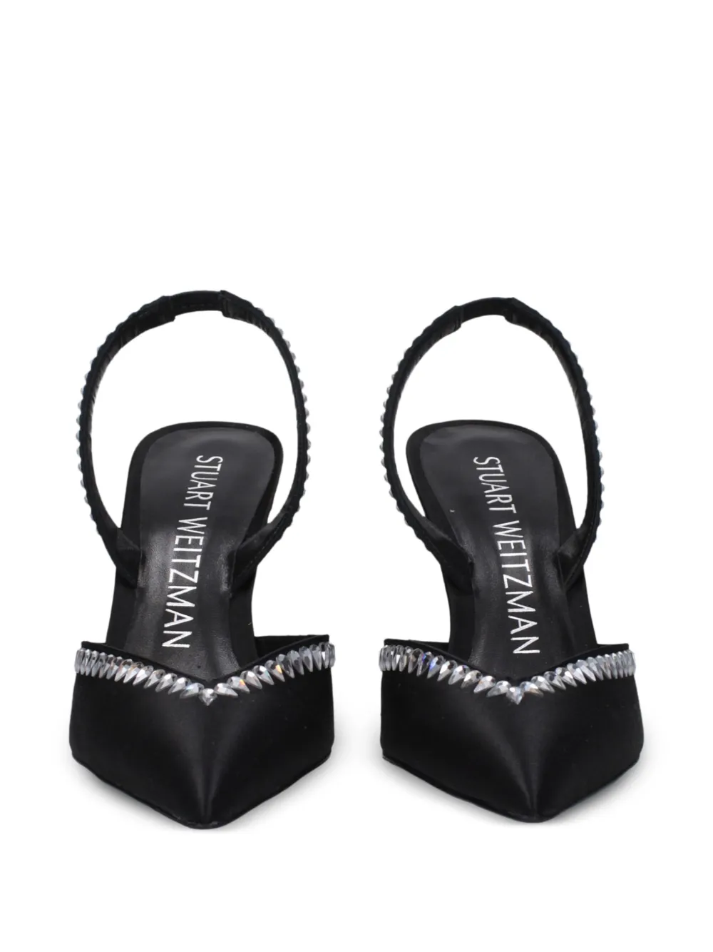 Stuart Weitzman rhinestone-embellished satin sandals Zwart