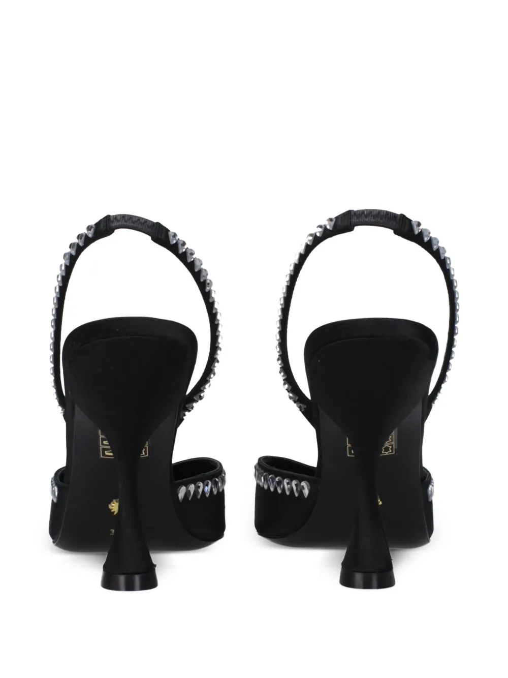 Stuart Weitzman rhinestone-embellished satin sandals Zwart