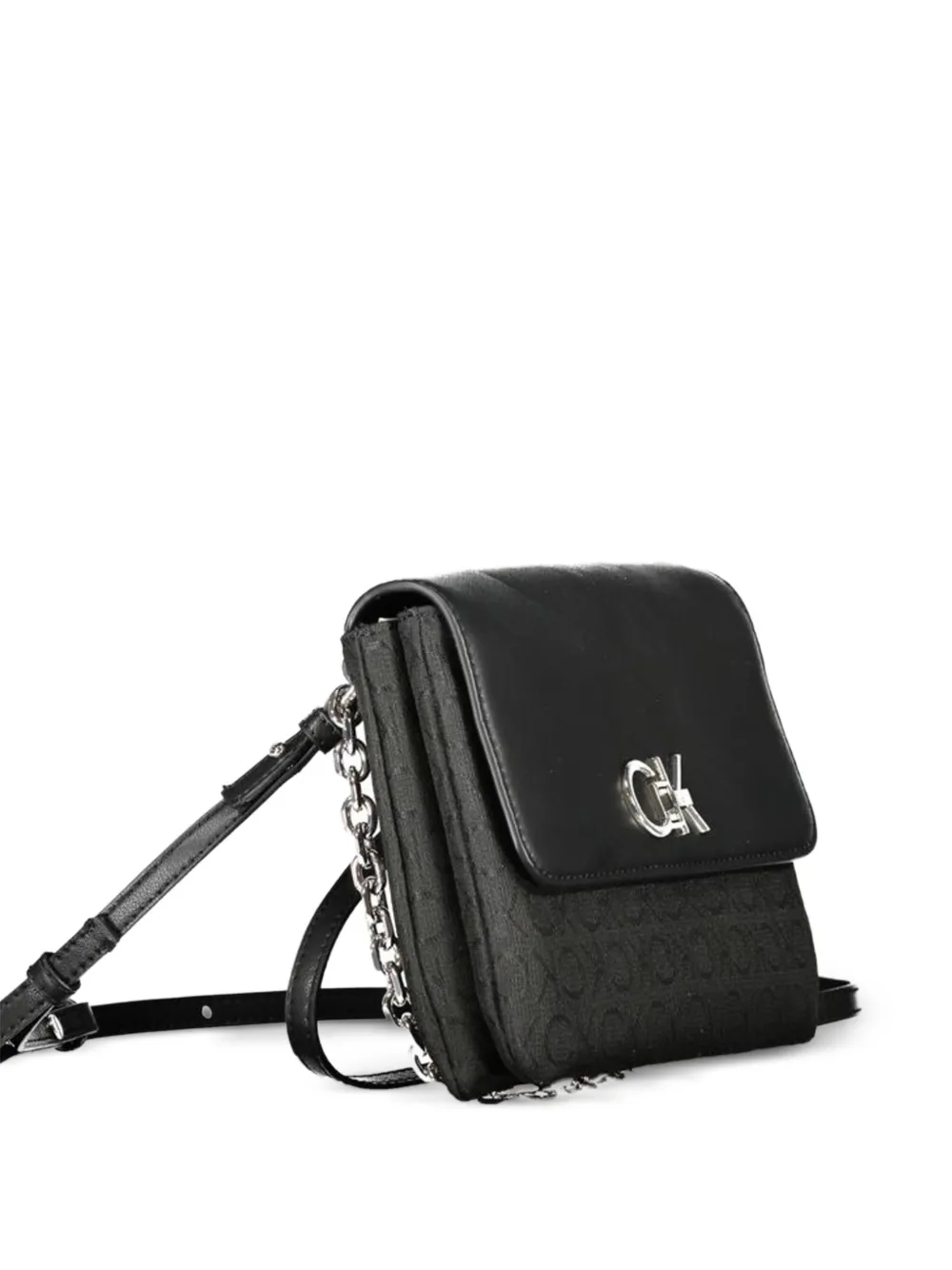 Calvin Klein Crossbodytas met omslag en monogram Zwart
