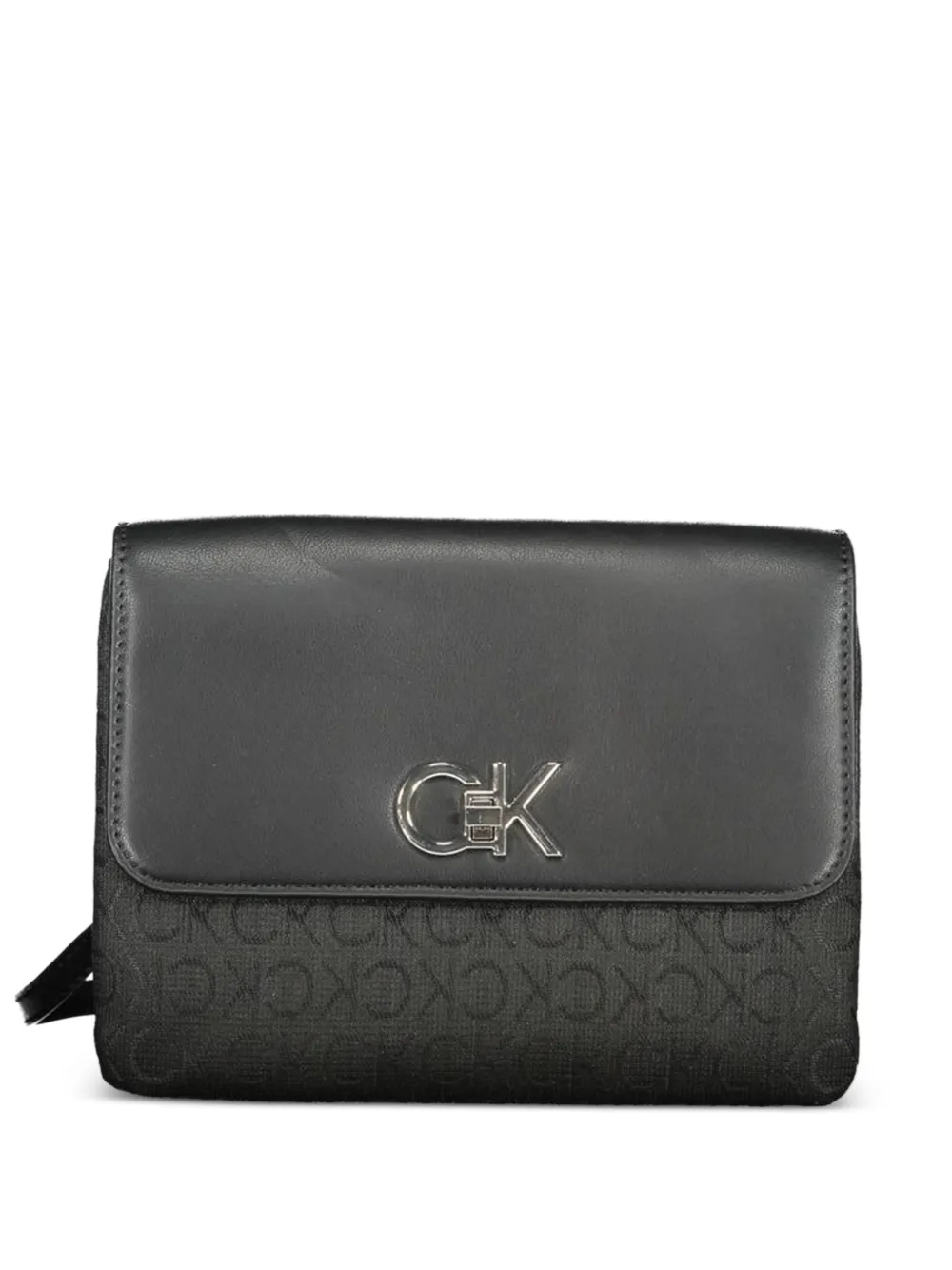 Calvin Klein monogram flap crossbody bag - Schwarz