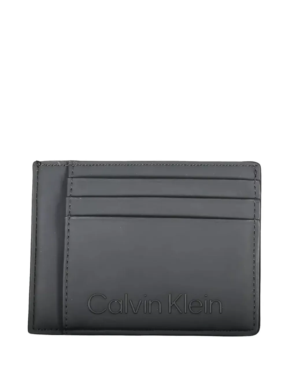 Calvin Klein logo-embossed leather card holder - Grigio