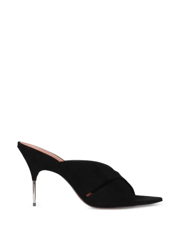 Amina Muaddi Open Toe Heeled Mules in Black