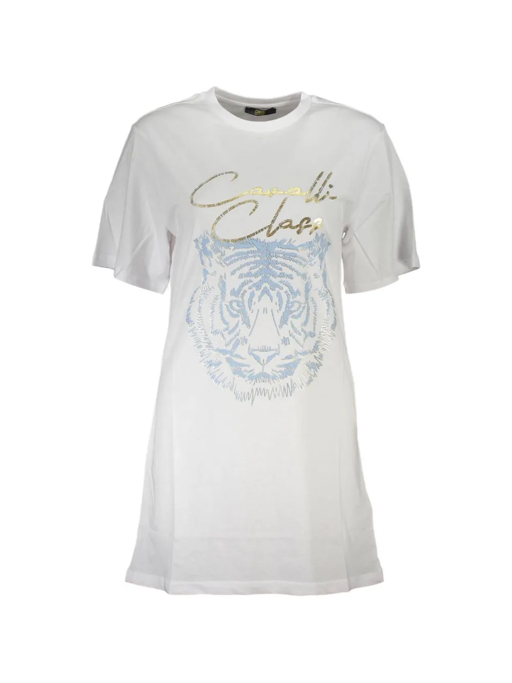 Cavalli Class tiger-embroidered logo T-shirt - Bianco