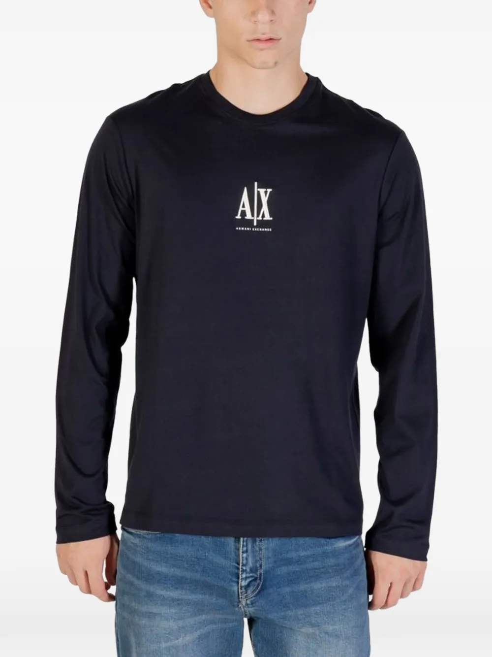 Armani Exchange long-sleeved logo-print T-shirt - Blu