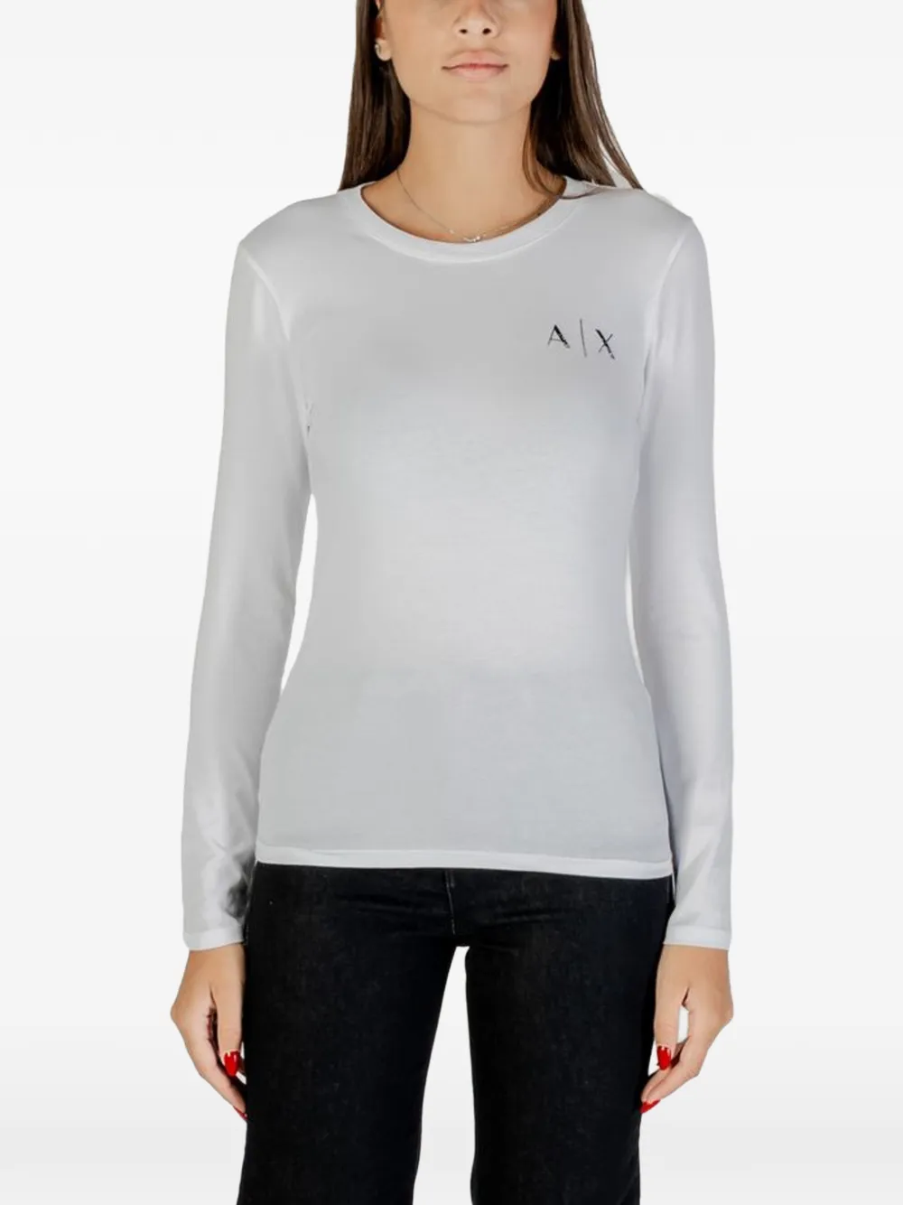Armani Exchange long-sleeved logo-print T-shirt - Grigio
