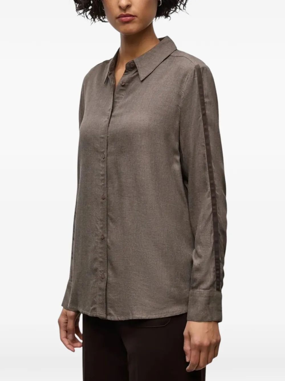 Street One side-stripe button-up shirt - Marrone