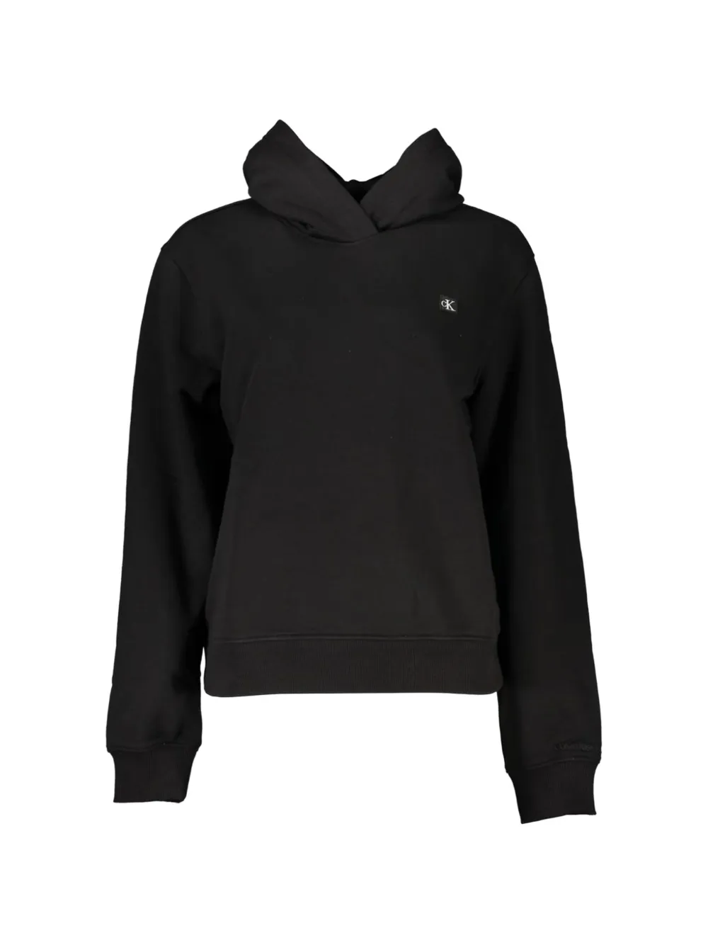 Calvin Klein cropped logo-patch hoodie - Schwarz