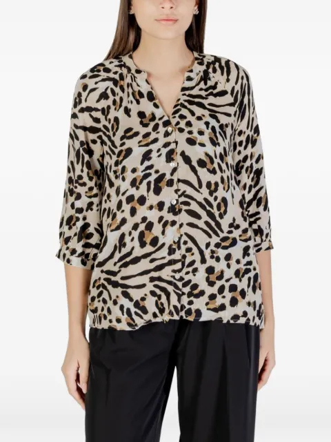 ICHI animal-print blouse