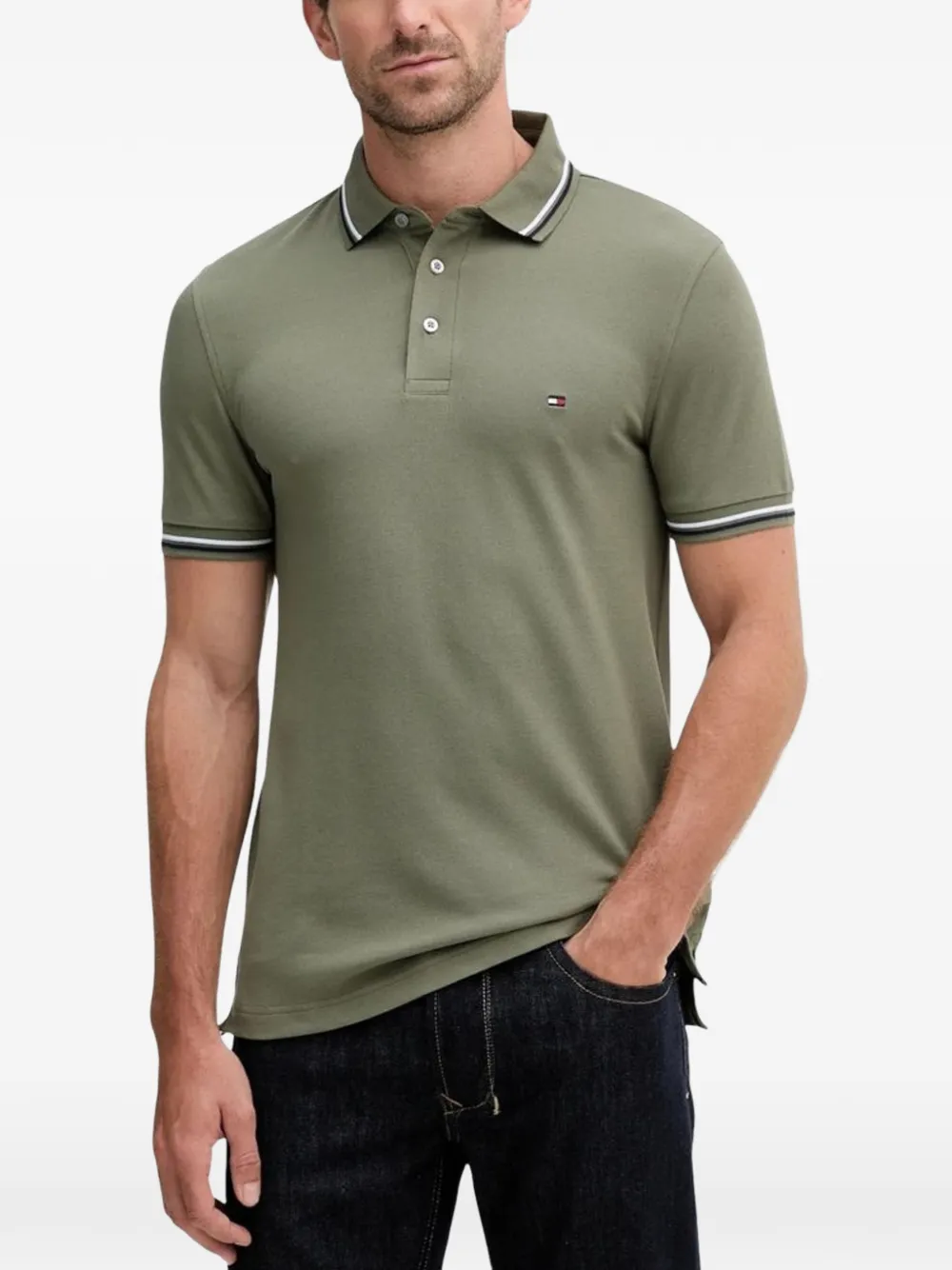 Tommy Hilfiger tipped piqué polo shirt - Verde