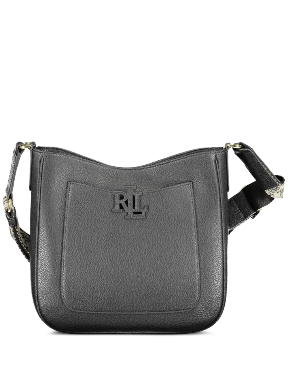 Polo Ralph Lauren RL Monogram pebbled leather tote bag - Nero